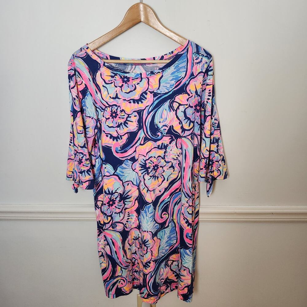 Lilly Pulitzer Dress Size Large Womens Floral Preston Shift Beach Preppy Resort